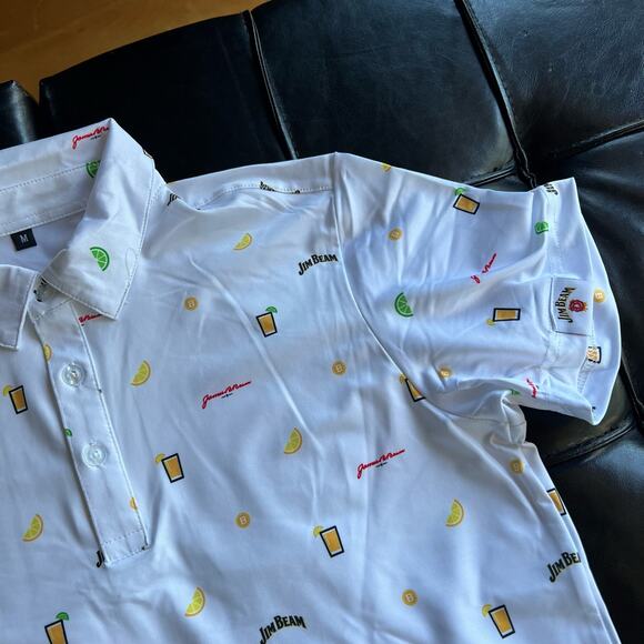 Jim Beam Polo women Short Sleeve Golf Shirt Cocktails All Over Logo Medium - Picture 4 of 9